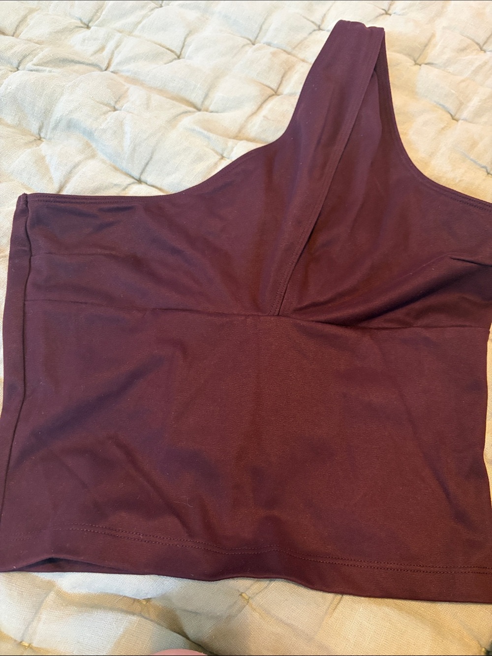 One-Shoulder Burgundy Cropped Tank